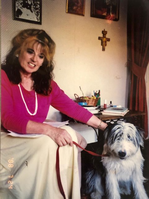 Sheila Finneran with her dog, Buster, 1988