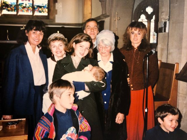 Sheila Finneran w/ family @ niece, Thea's christening, 1995