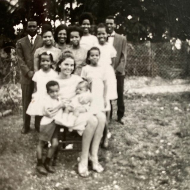 Sheila with students in Jamaica